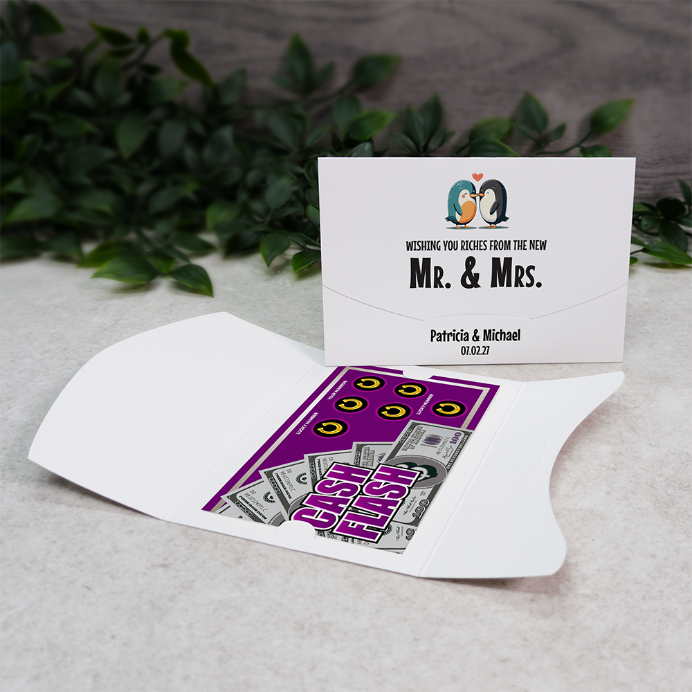 Penguin Wallet Scratch Card Wedding Favor Envelope