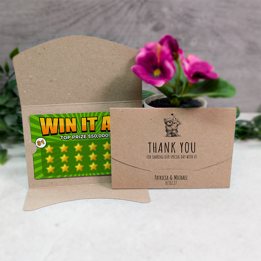 Kraft Bears Wallet Scratch Card Wedding Favor Envelope