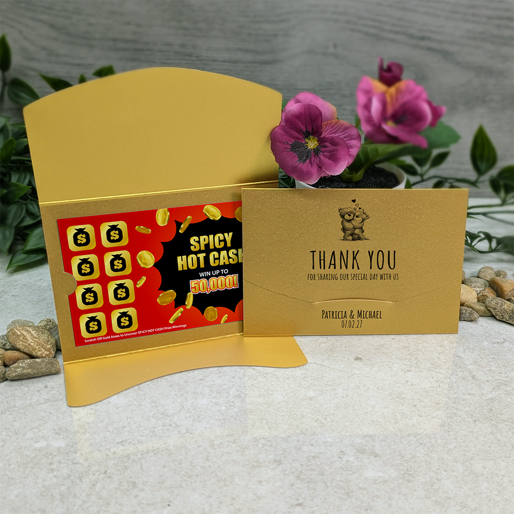 Pearlescent Bears Wallet Scratch Card Wedding Favor Envelope
