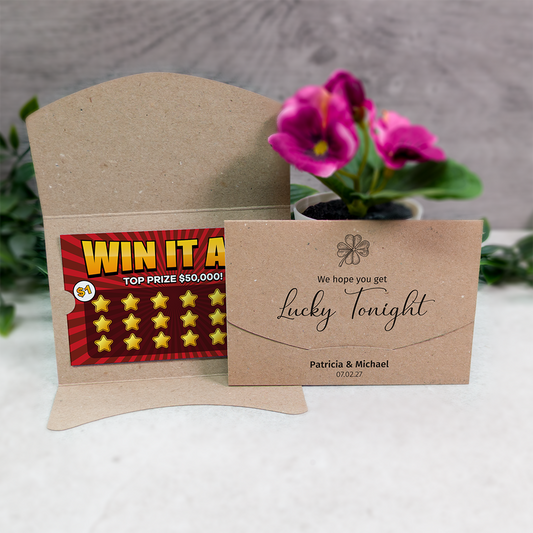 Kraft Clover Wallet Scratch Card Wedding Favor Envelope