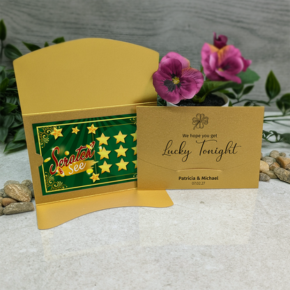Pearlescent Clover Wallet Scratch Card Wedding Favor Envelope