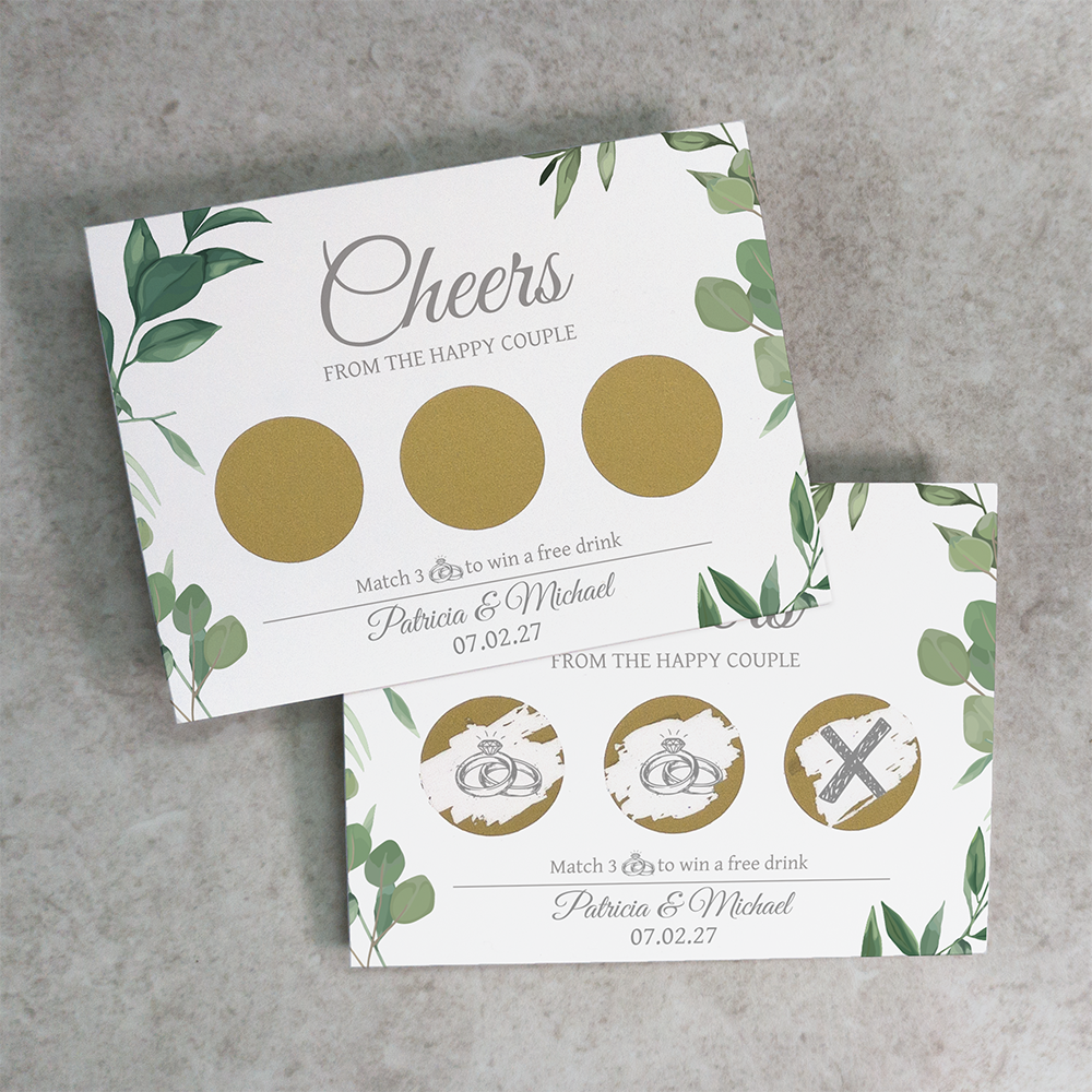 Eucalyptus Leaf - Wedding Drink Favour Scratch Card Voucher