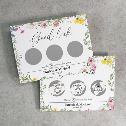 Pastel Floral - Wedding Drink Favour Scratch Card Voucher