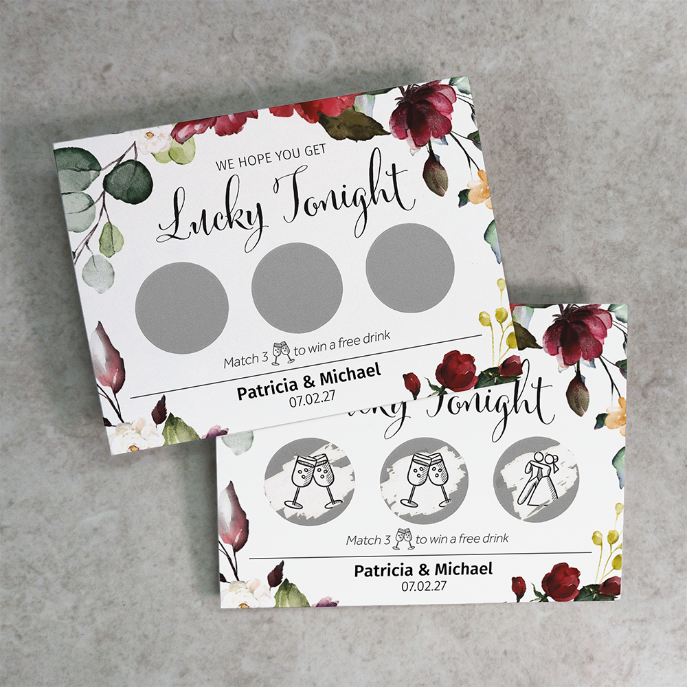 Fall - Wedding Drink Favour Scratch Card Voucher