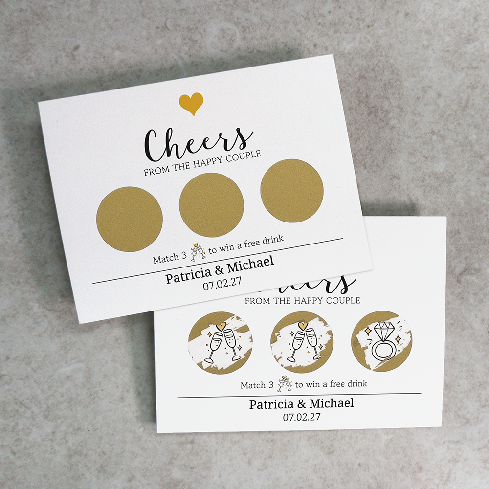 Heart - Wedding Drink Favour Scratch Card Voucher