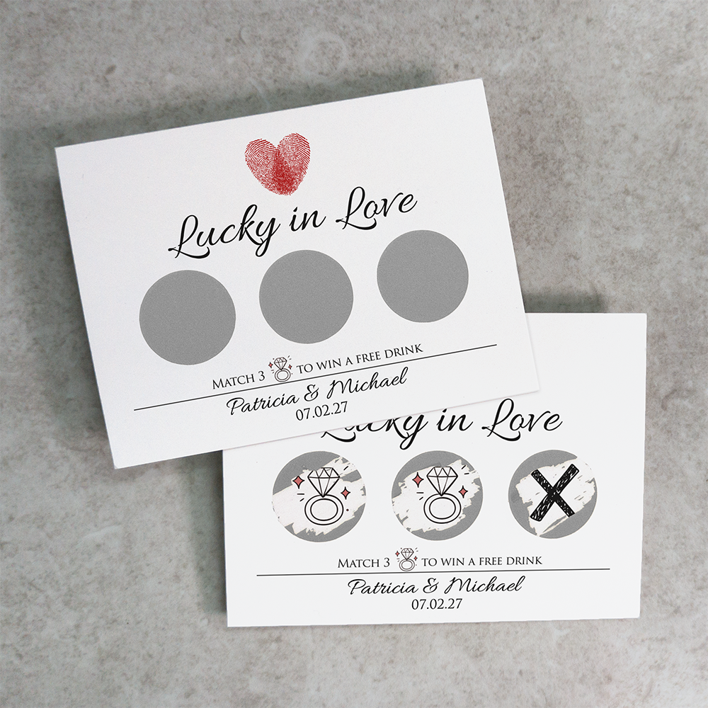 Fingerprint - Wedding Drink Favour Scratch Card Voucher