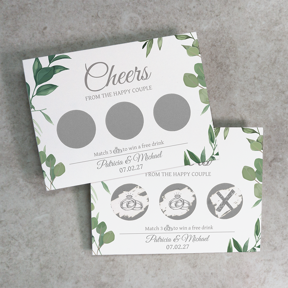Eucalyptus Leaf - Wedding Drink Favour Scratch Card Voucher