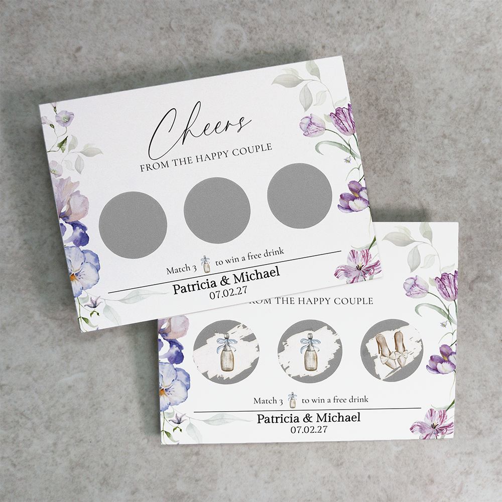 Watercolor - Wedding Drink Favour Scratch Card Voucher