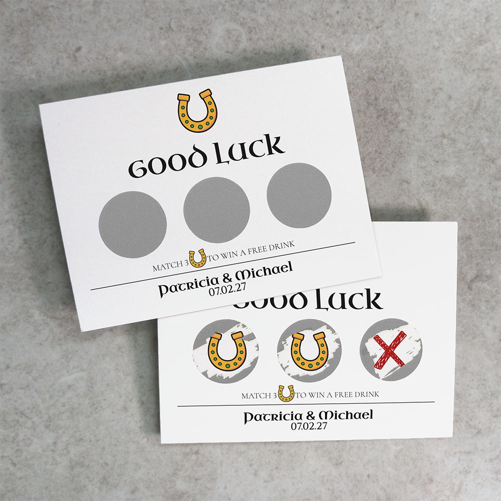 Horseshoe - Wedding Drink Favour Scratch Card Voucher