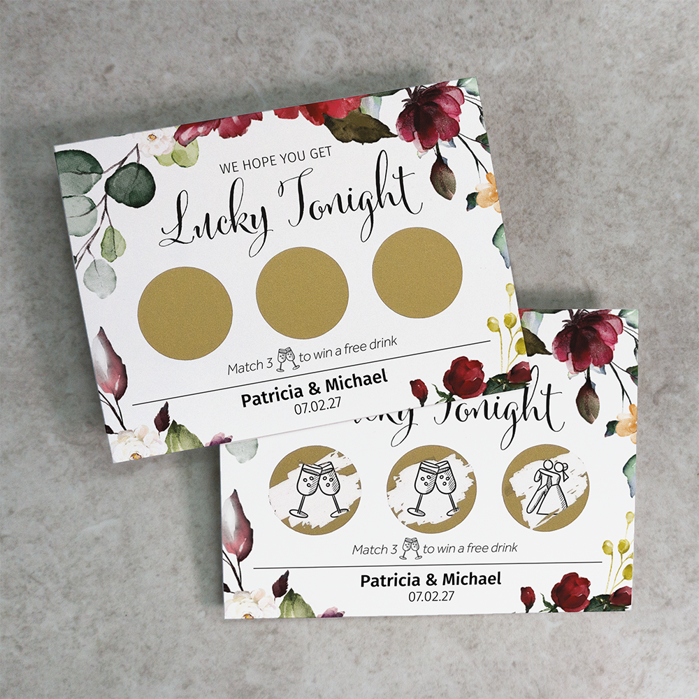 Fall - Wedding Drink Favour Scratch Card Voucher