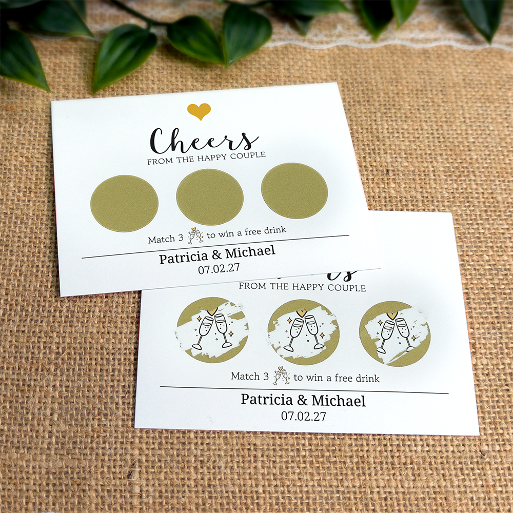 Heart - Wedding Drink Favour Scratch Card Voucher