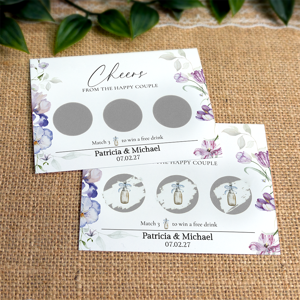 Watercolor - Wedding Drink Favour Scratch Card Voucher