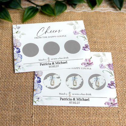 Watercolor - Wedding Drink Favour Scratch Card Voucher