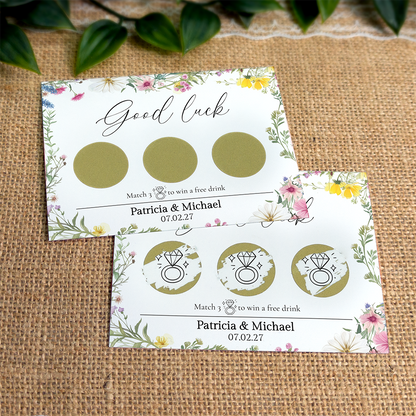 Pastel Floral - Wedding Drink Favour Scratch Card Voucher