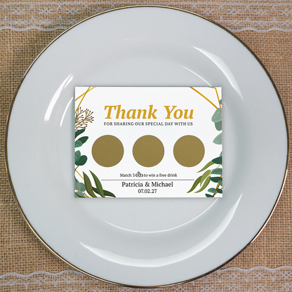 Geometric Leaf - Wedding Drink Favour Scratch Card Voucher