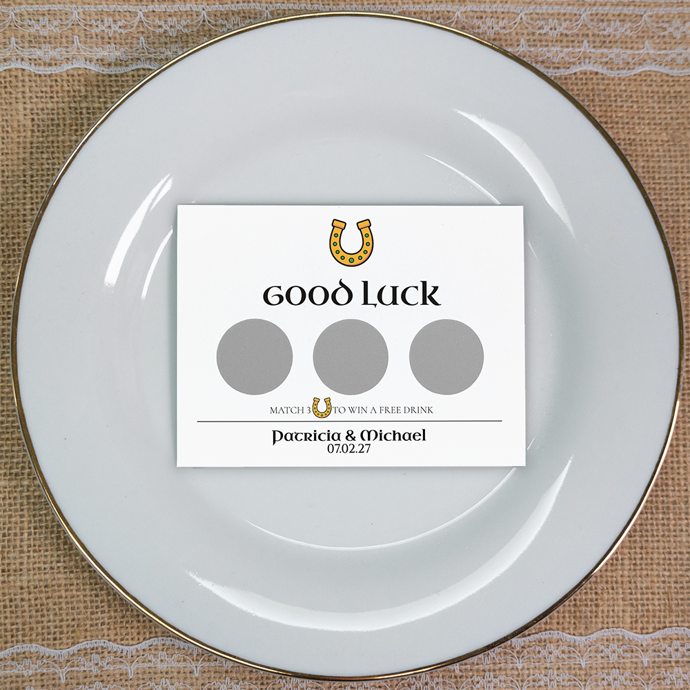 Horseshoe - Wedding Drink Favour Scratch Card Voucher