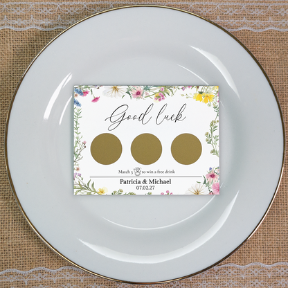Pastel Floral - Wedding Drink Favour Scratch Card Voucher