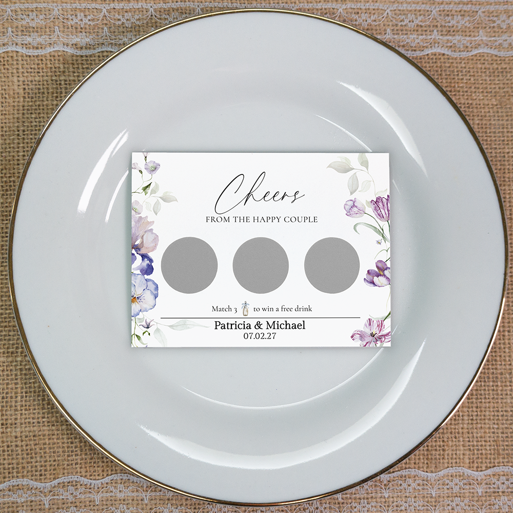 Watercolor - Wedding Drink Favour Scratch Card Voucher