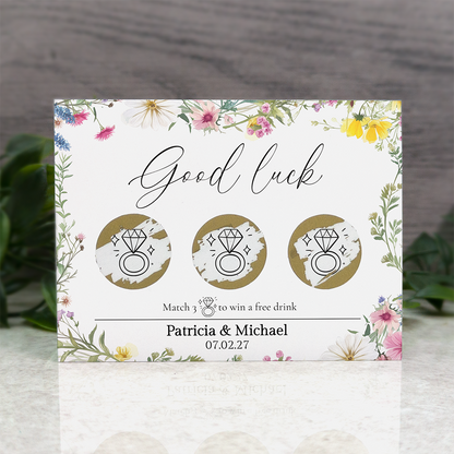 Pastel Floral - Wedding Drink Favour Scratch Card Voucher
