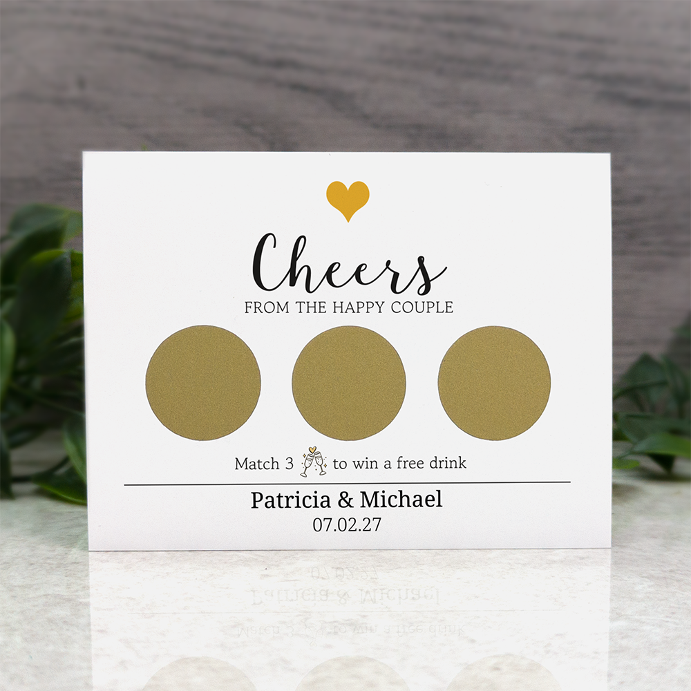 Heart - Wedding Drink Favour Scratch Card Voucher