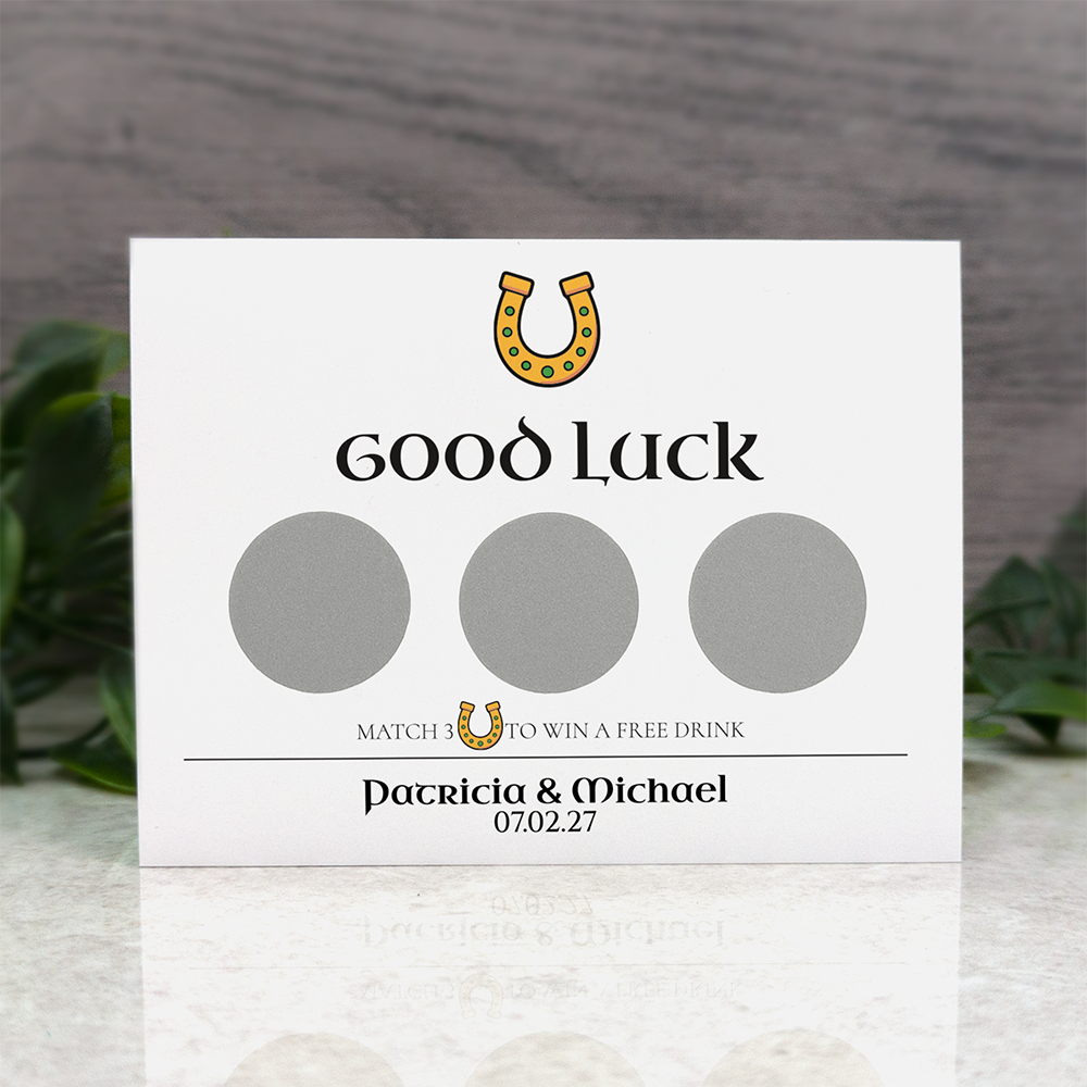 Horseshoe - Wedding Drink Favour Scratch Card Voucher