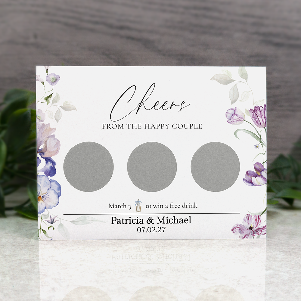 Watercolor - Wedding Drink Favour Scratch Card Voucher