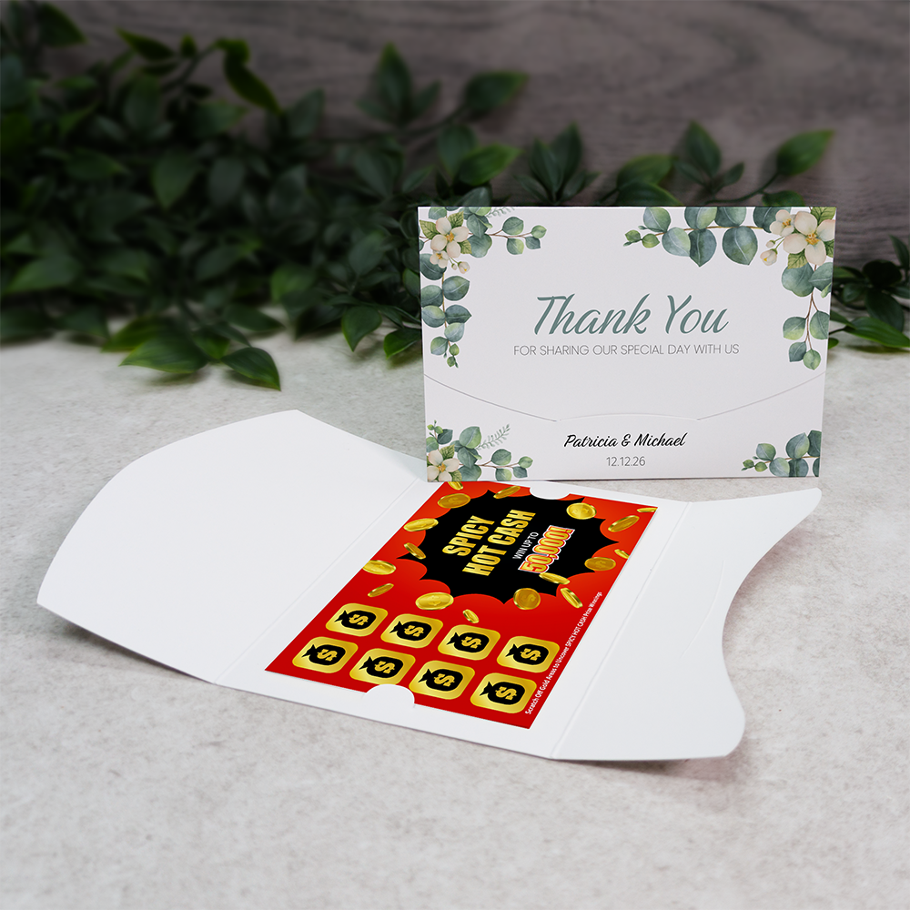 Eucalyptus-Jasmine Wallet Scratch Card Wedding Favor Envelope