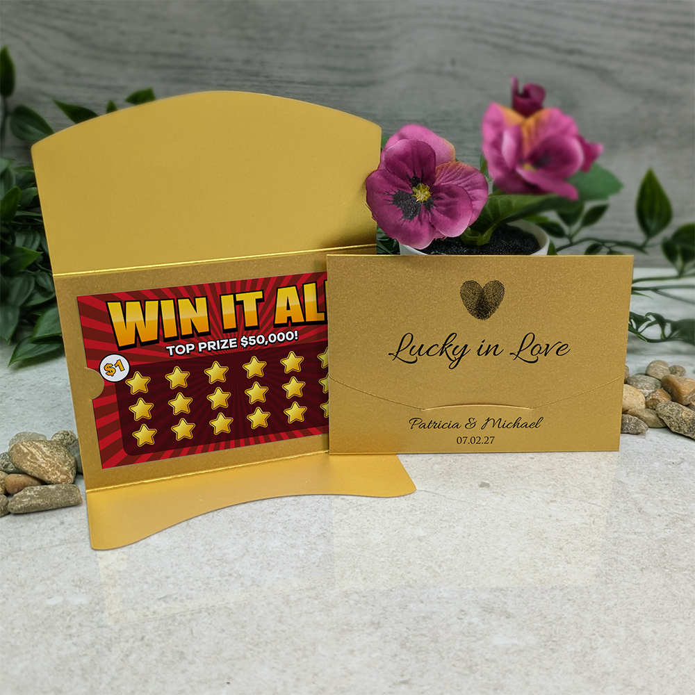 Pearlescent Fingerprint Wallet Scratch Card Wedding Favor Envelope