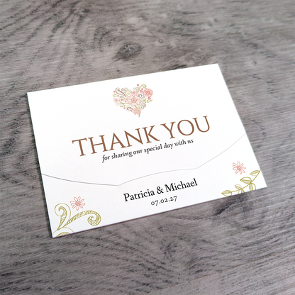 Floral Heart Wallet Scratch Card Wedding Favor Envelope