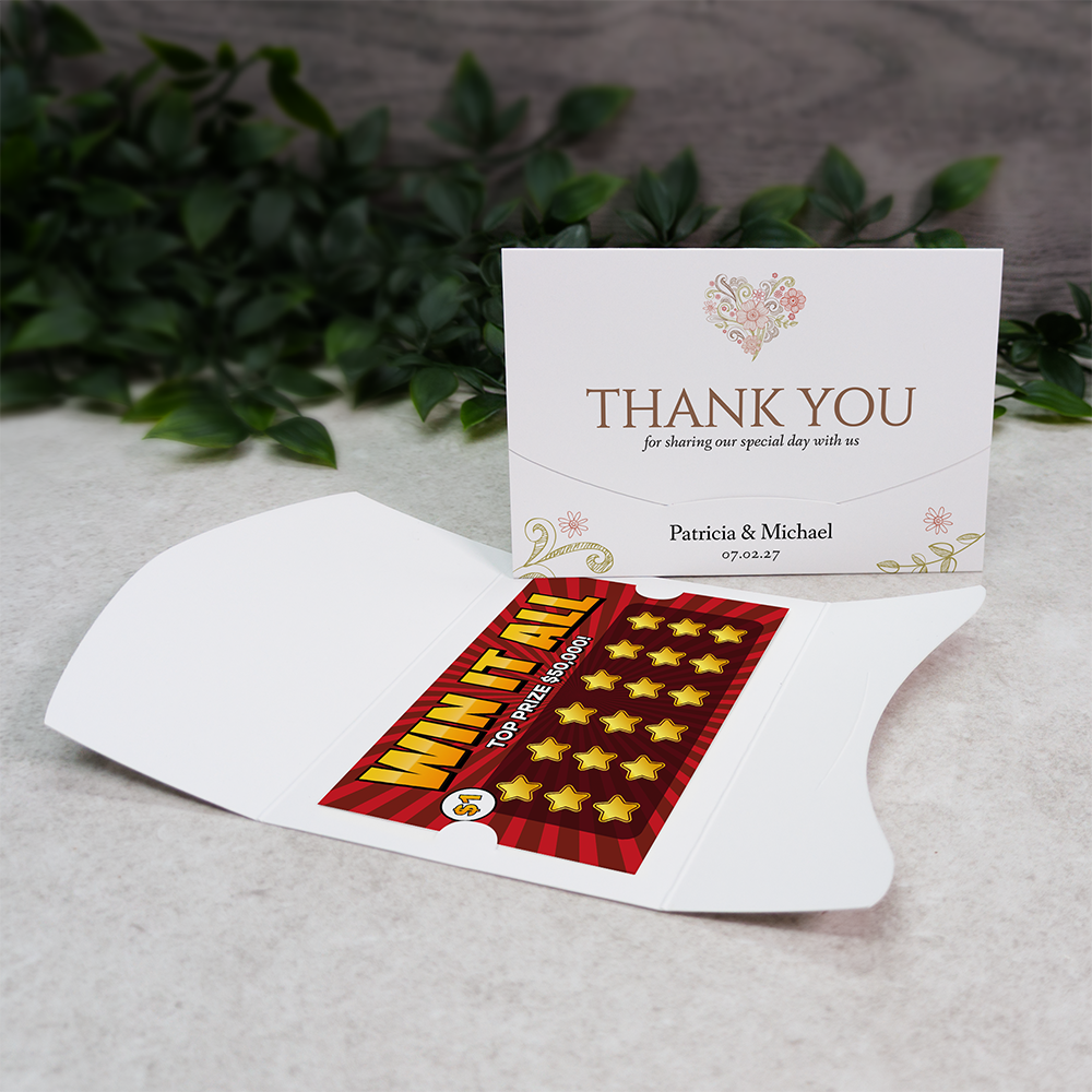 Floral Heart Wallet Scratch Card Wedding Favor Envelope