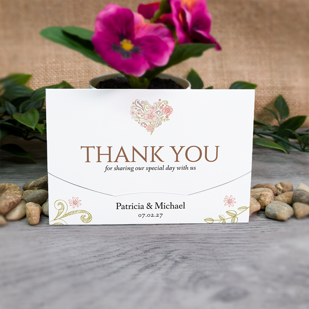 Floral Heart Wallet Scratch Card Wedding Favor Envelope