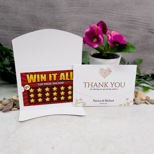 Floral Heart Wallet Scratch Card Wedding Favor Envelope