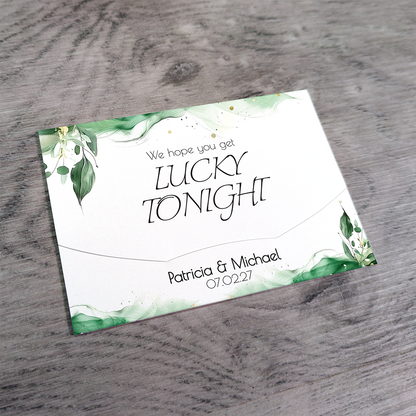 Green Watercolor Wallet Scratch Card Wedding Favor Envelope