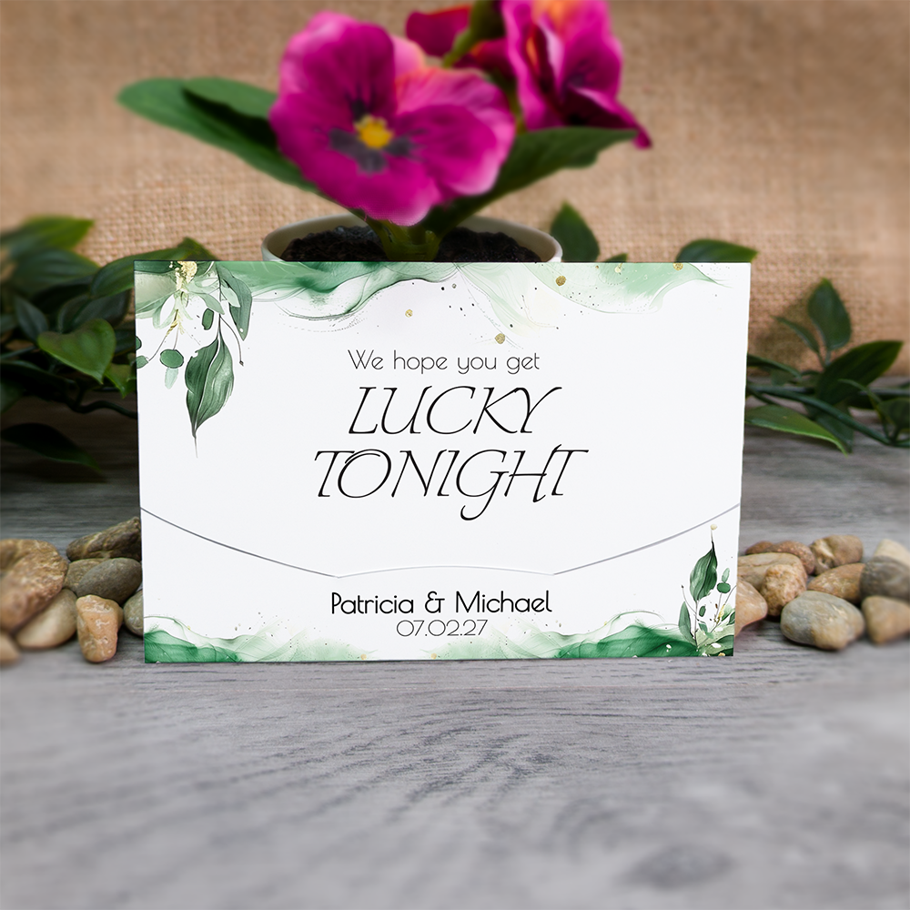 Green Watercolor Wallet Scratch Card Wedding Favor Envelope