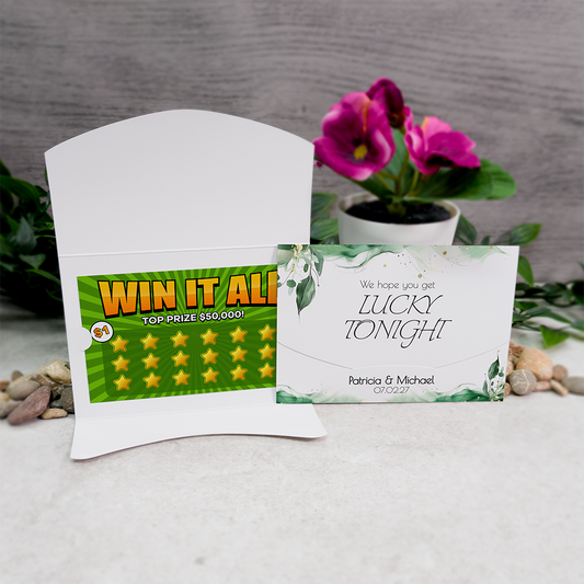 Green Watercolor Wallet Scratch Card Wedding Favor Envelope