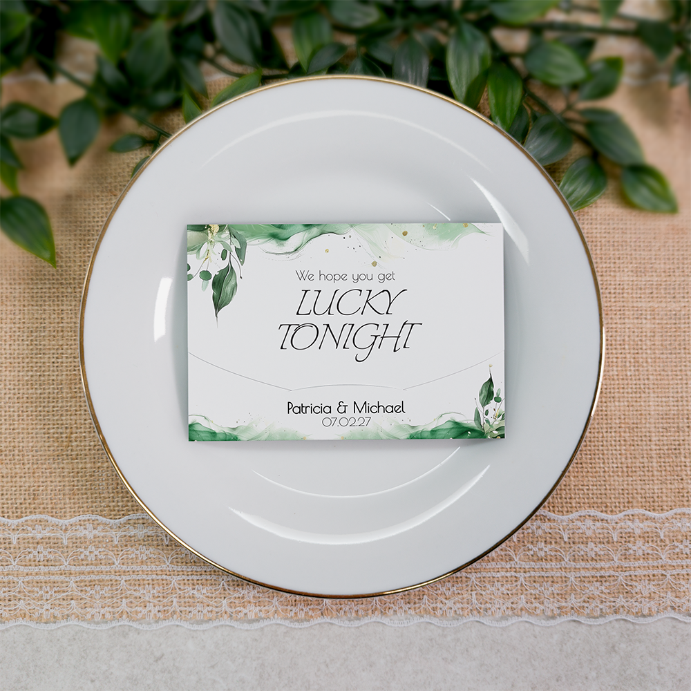 Green Watercolor Wallet Scratch Card Wedding Favor Envelope