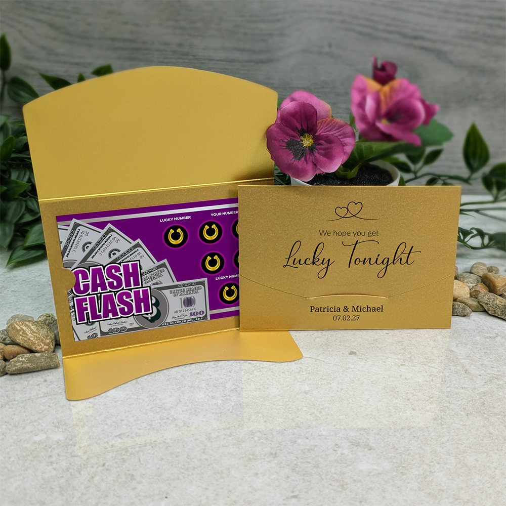 Pearlescent Heart-Line Wallet Scratch Card Wedding Favor Envelope