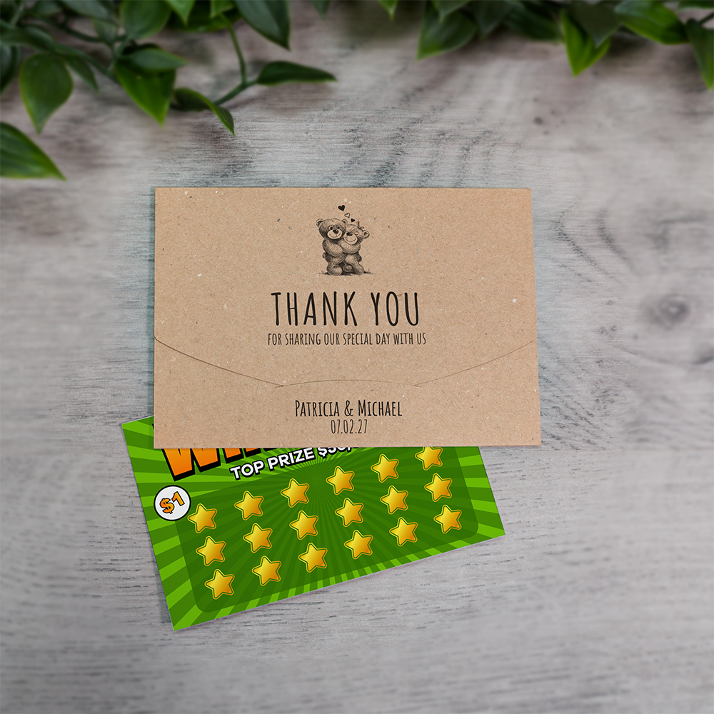 Kraft Bears Wallet Scratch Card Wedding Favor Envelope