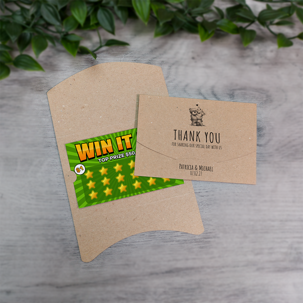 Kraft Bears Wallet Scratch Card Wedding Favor Envelope