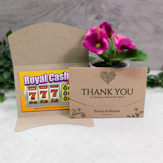 Kraft Floral Heart Wallet Scratch Card Wedding Favor Envelope