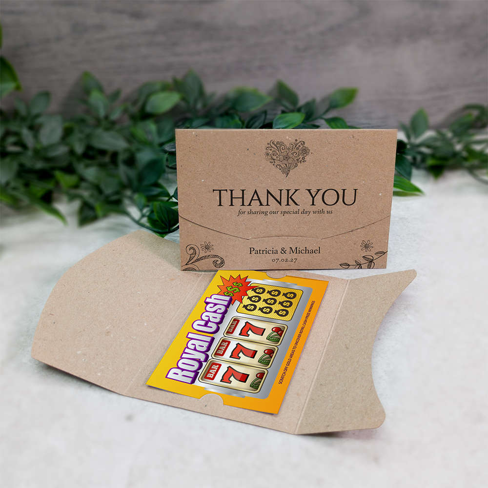 Kraft Floral Heart Wallet Scratch Card Wedding Favor Envelope