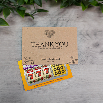 Kraft Floral Heart Wallet Scratch Card Wedding Favor Envelope