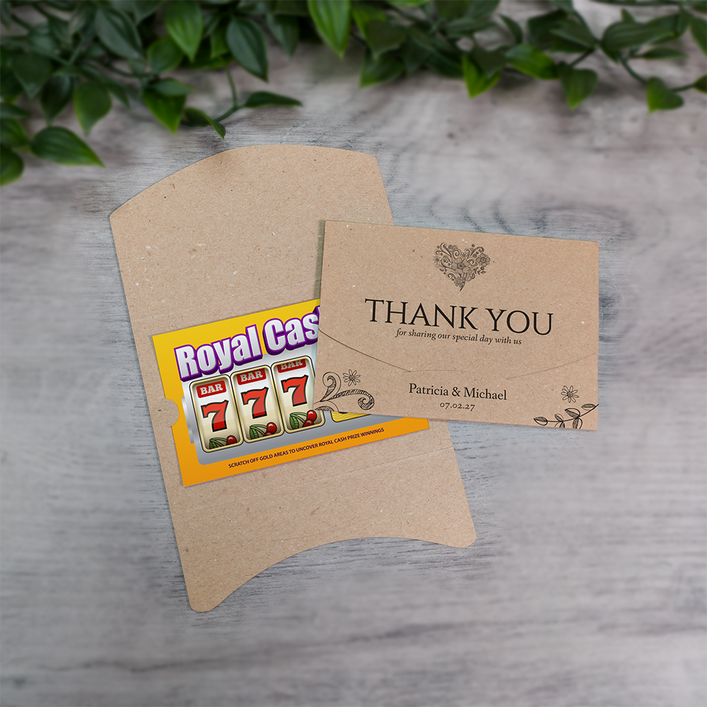 Kraft Floral Heart Wallet Scratch Card Wedding Favor Envelope