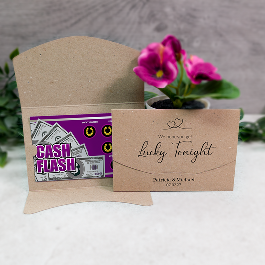 Kraft Heart-Line Wallet Scratch Card Wedding Favor Envelope