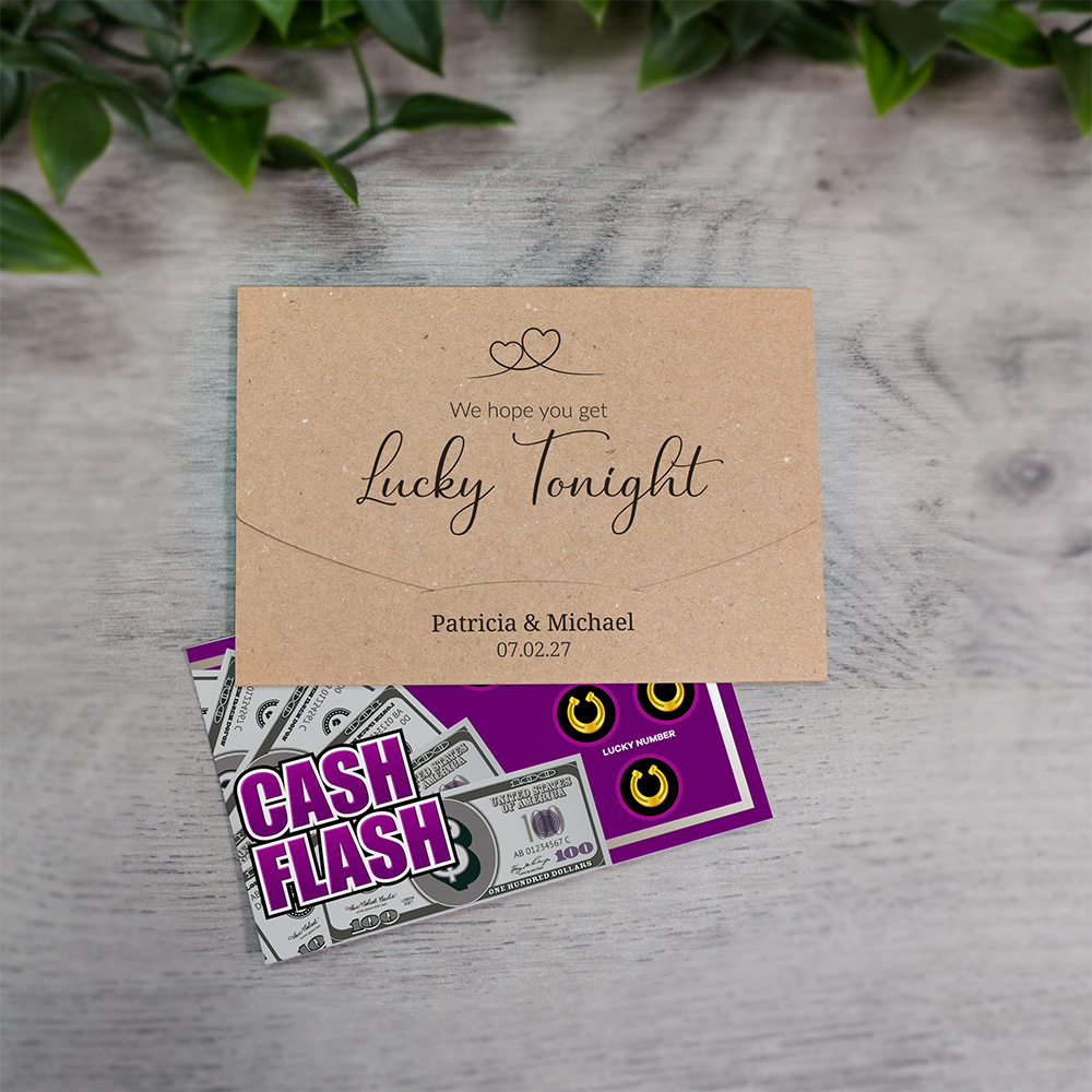 Kraft Heart-Line Wallet Scratch Card Wedding Favor Envelope