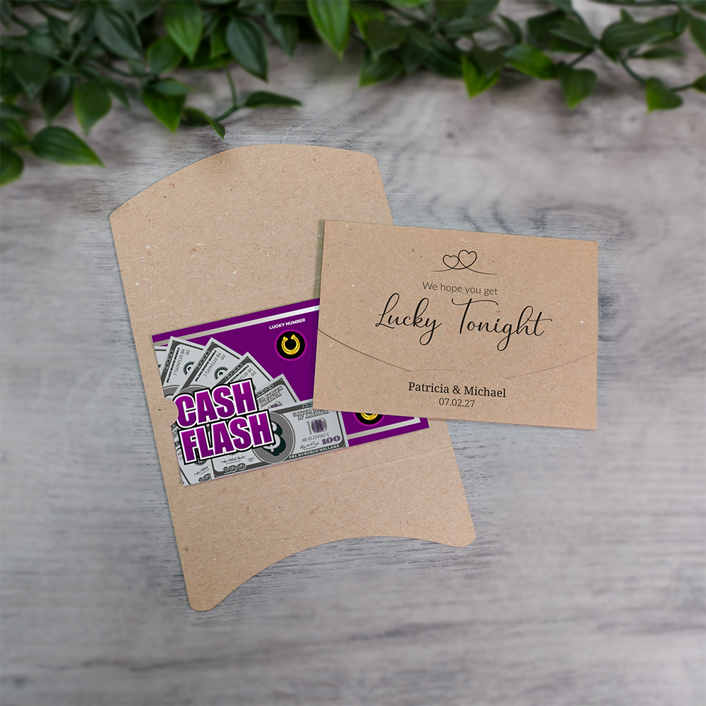 Kraft Heart-Line Wallet Scratch Card Wedding Favor Envelope