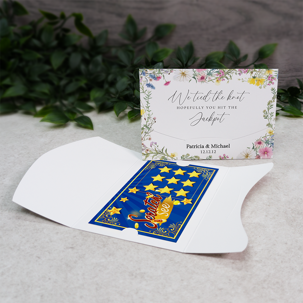 Pastel Floral Wallet Scratch Card Wedding Favor Envelope