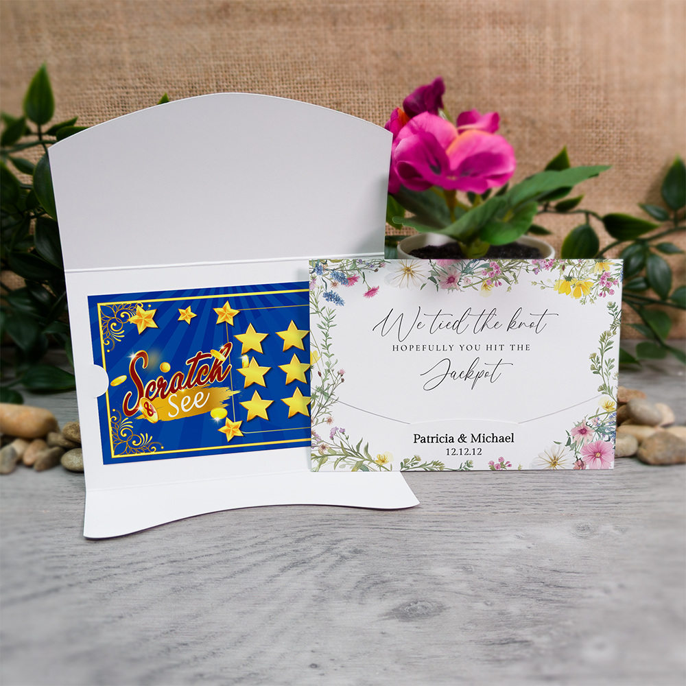 Pastel Floral Wallet Scratch Card Wedding Favor Envelope