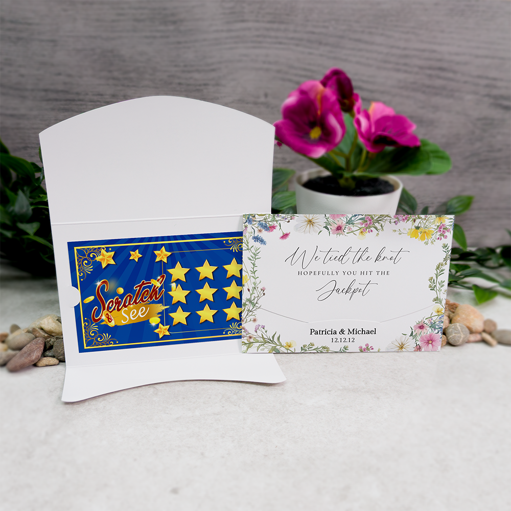 Pastel Floral Wallet Scratch Card Wedding Favor Envelope