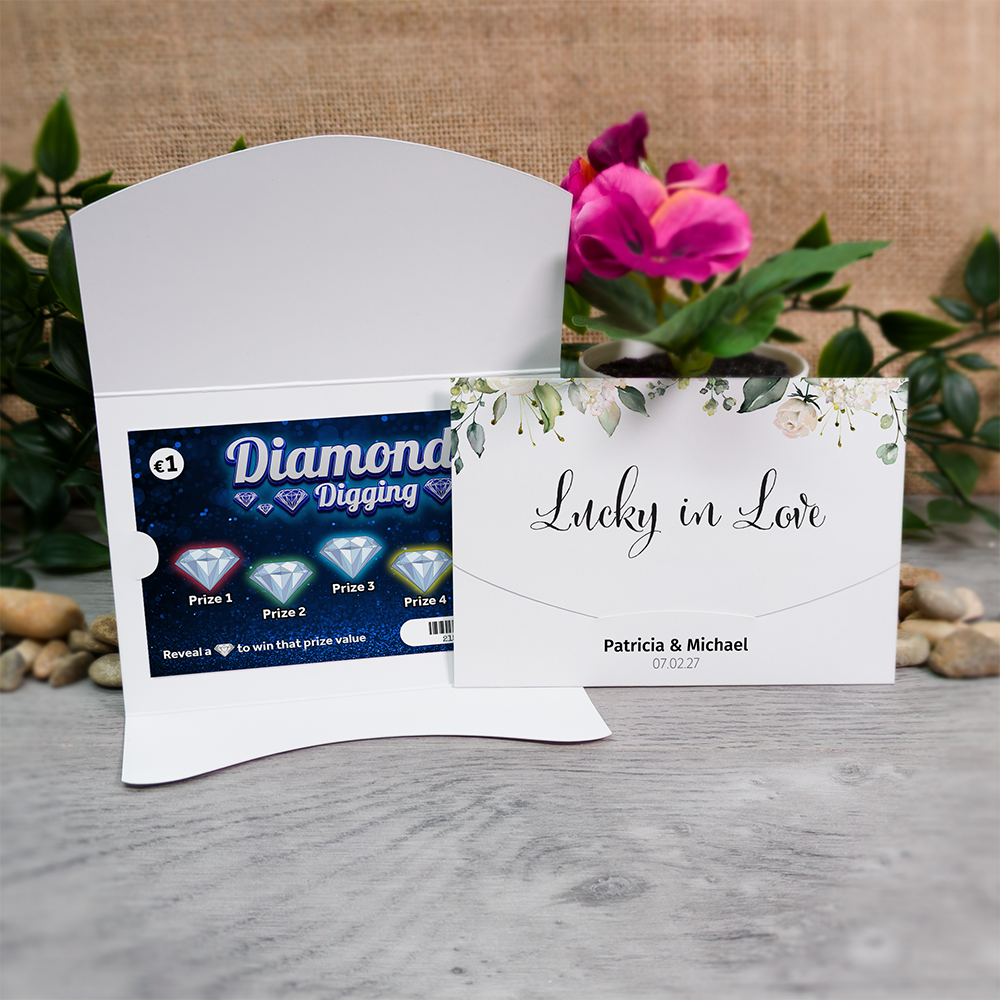 White Floral Wallet Scratch Card Wedding Favor Envelope